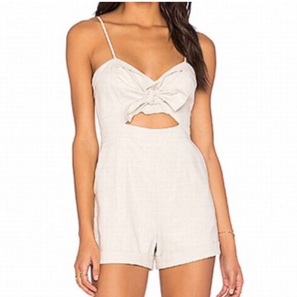 Bardot Linen Cutout Bow Playsuit Romper